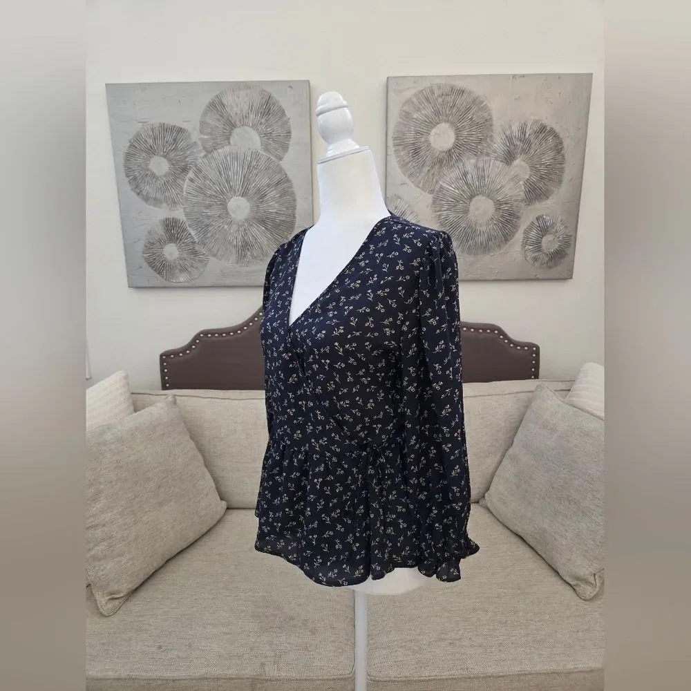 🦋MADEWELL🦋 Puff-Sleeve Peplum Wrap Top in Spring Fling - [Size Small]
